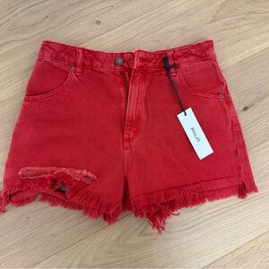 ROLLA'S Red Distressed Frayed Hem Denim Shorts